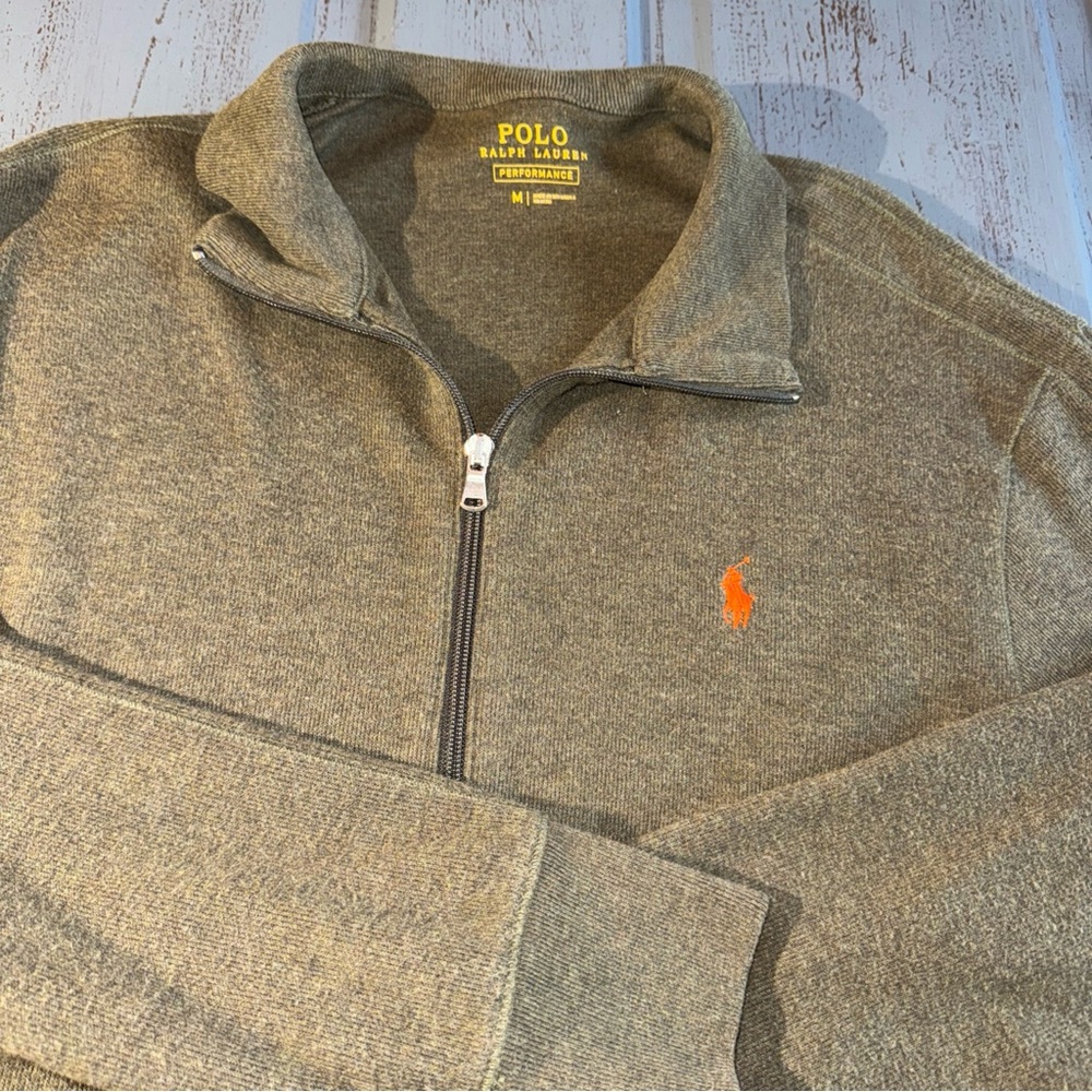 Polo Ralph Lauren Performance‎ Fleece Pullover Jacket Men's Medium  Brown/Green